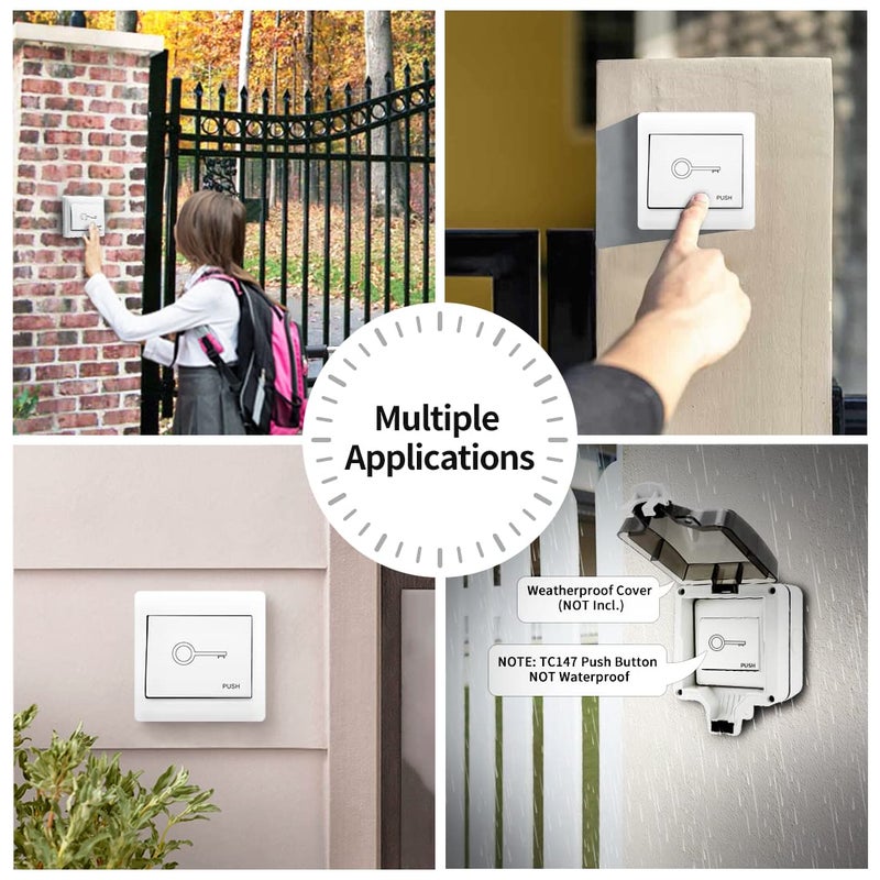 TOPENS TC147 Wall Push Button Flush Mounted Not Waterproof Wired Release Switch for Automatic Gate Opener, Door Access Control System, Momentary Contact Switch Gate Operator Accessory - Image 2